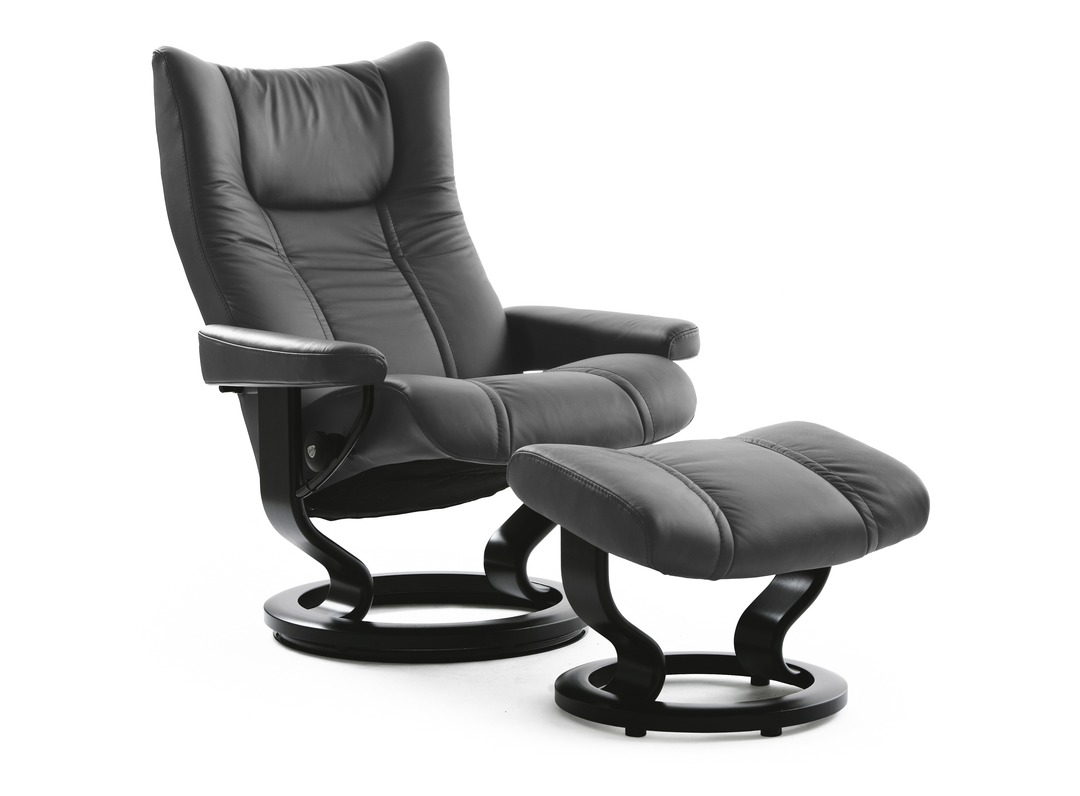 Stressless® Wing Leather Recliner Classic Base